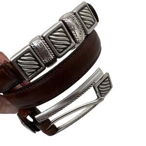 Brighton B6508 brown silver design accent buckle belt size 30